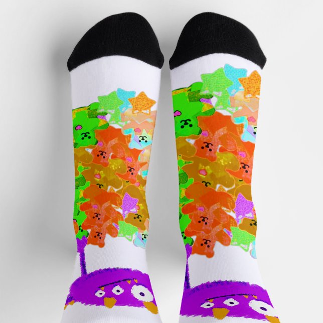 Gummibärchen-Ernte-Monster Socken (Oben)