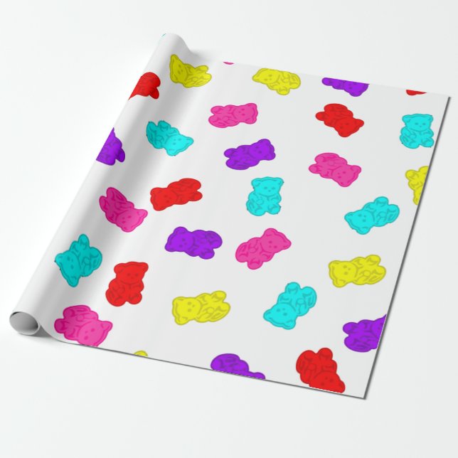Gummibären farbige Regenbogenbonbons Geschenkpapier (Ungerollt)