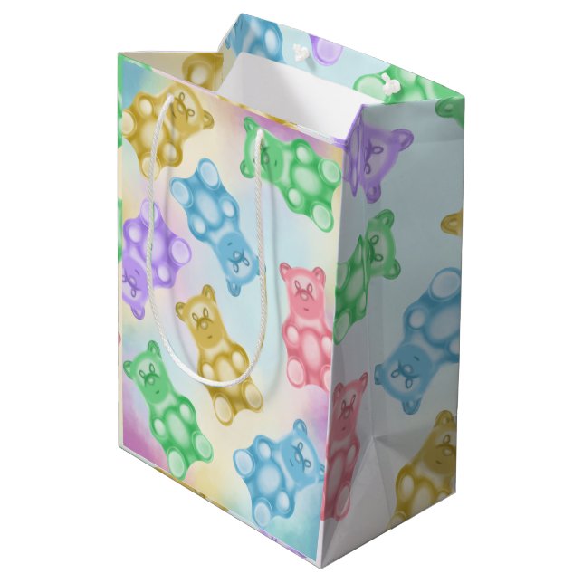 Gummibärengeschenktasche Niedlich, modern und eige Mittlere Geschenktüte (Rückseite Schrägansicht)