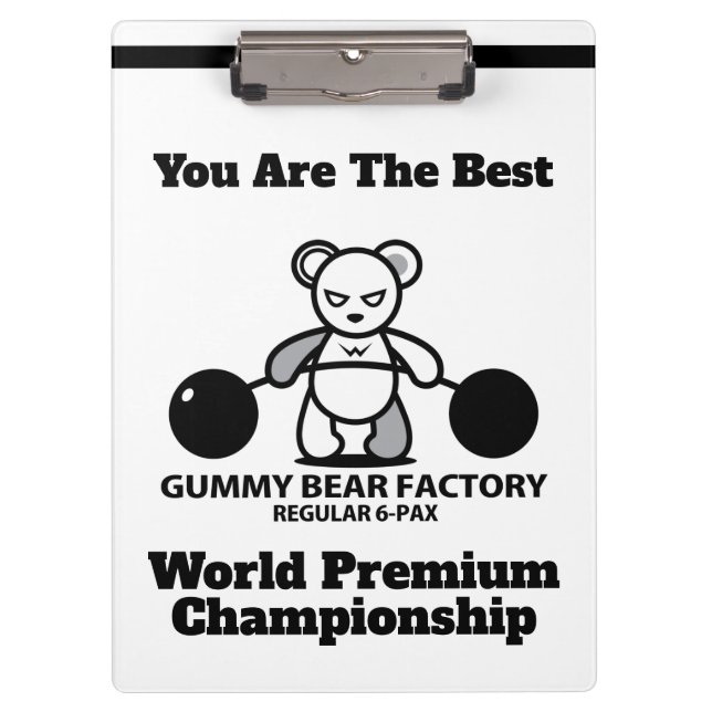 Gummibärenmeisterschaft mit lebendigem Bär Klemmbrett (Vorderseite)