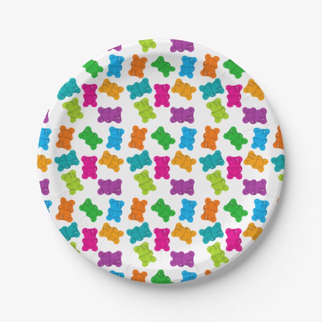 Gummibärmuster Pappteller (Vorderseite)