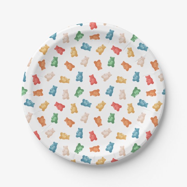 Gummibärmuster Pappteller (Vorderseite)