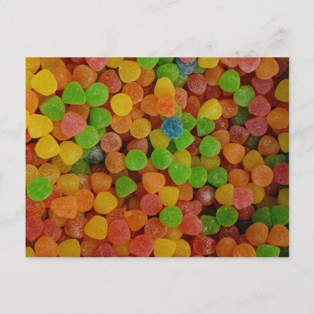 Gummibonbons Postkarte (Vorderseite)