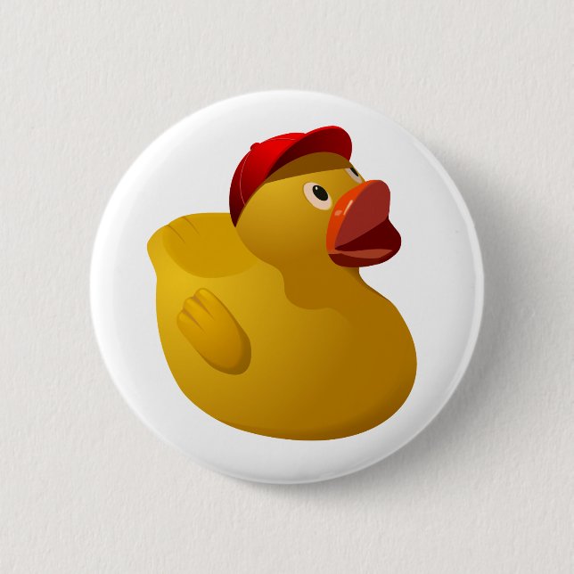 Gummiducky mit Baseballhut - Button (Vorderseite)