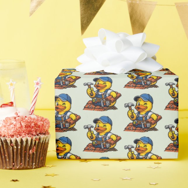 Gummiente Dachdecker Geschenkpapier (Geburtstagsparty)