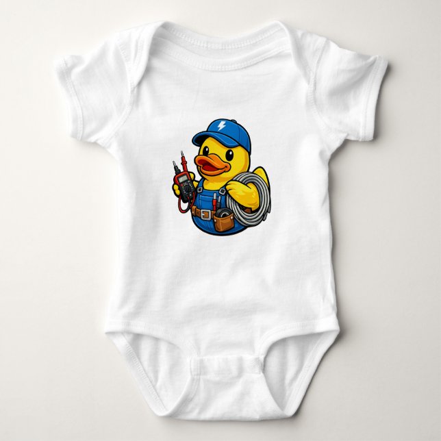 Gummiente Elektriker Baby Strampler (Vorderseite)