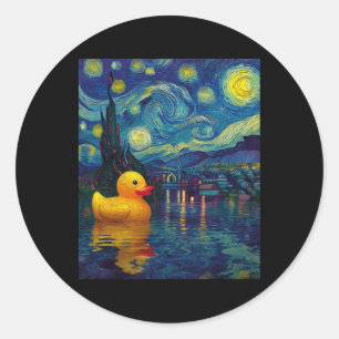 Gummiente Ente Entenküken Van Gogh Stil Sternennac Runder Aufkleber