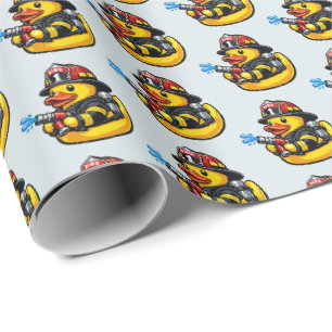 Gummiente Feuerwehrmann Geschenkpapier