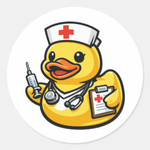 Gummiente Krankenschwester Runder Aufkleber