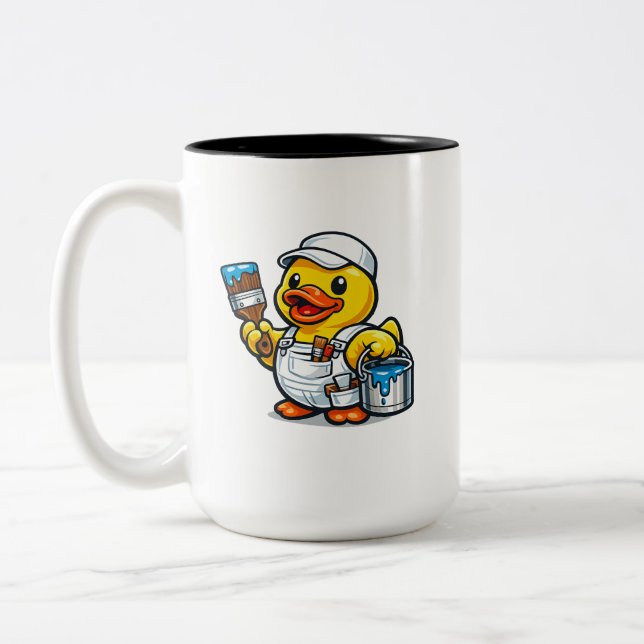 Gummiente Maler Zweifarbige Tasse (Links)