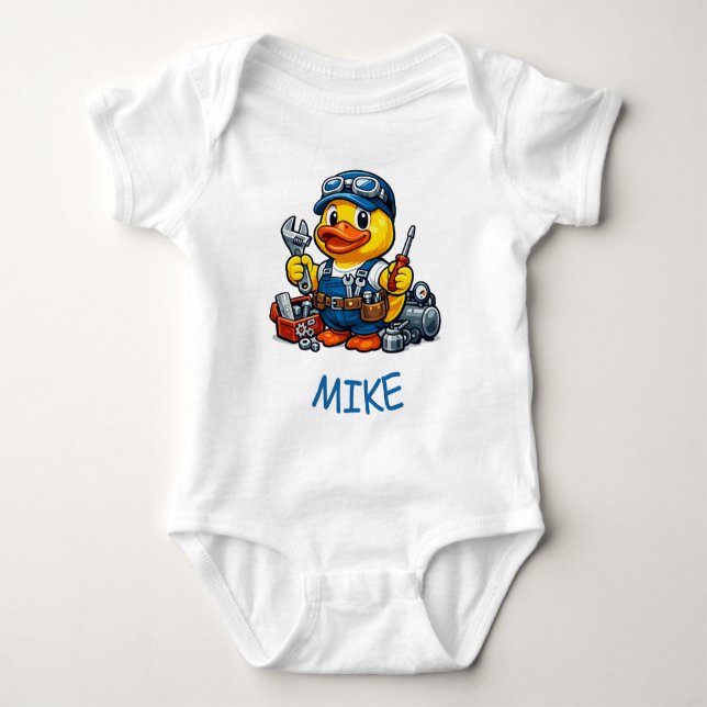 Gummiente Mechaniker Baby Strampler (Vorderseite)