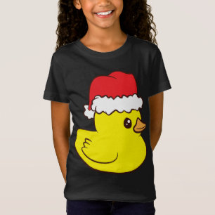 Gummiente mit Weihnachtsmannmütze Niedlicher Gummi T-Shirt