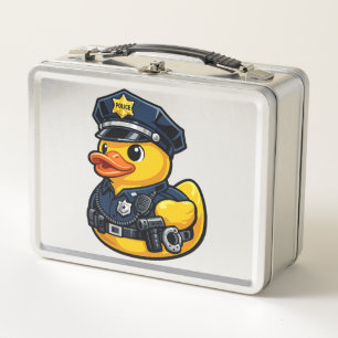 Gummiente Polizeibeamter Metall Brotdose