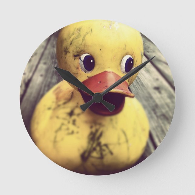 Gummiente Runde Wanduhr (Vorderseite)