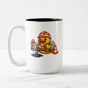 Gummiente Straßenarbeiter Zweifarbige Tasse