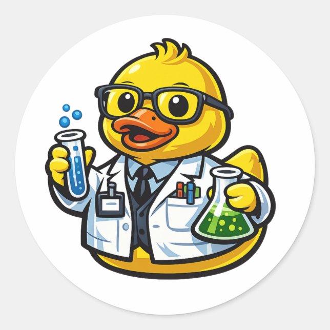 Gummiente Wissenschaftler Runder Aufkleber (Vorderseite)