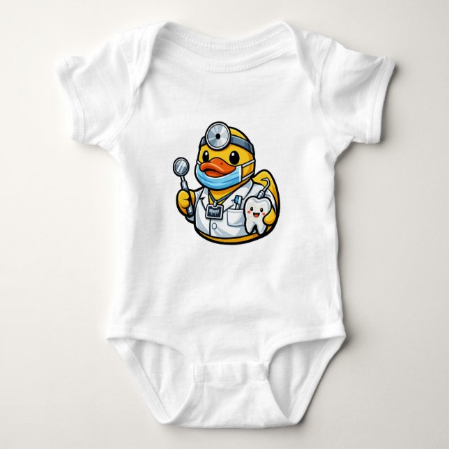 Gummiente Zahnarzt Baby Strampler (Vorderseite)