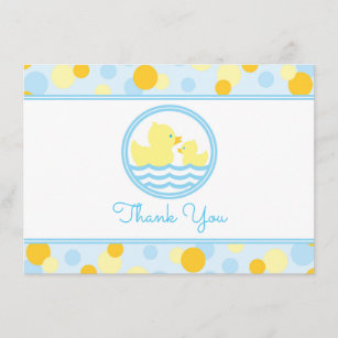 Gummienten-Babyparty danken Ihnen Blau und Gelb Dankeskarte