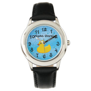 Gummienten-Blau sprudelt personalisierte Kinder Armbanduhr