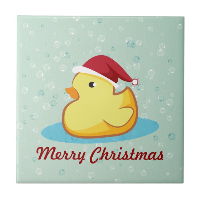 Gummifliese duckie Gelb der frohen Weihnachten Fliese (Vorderseite)