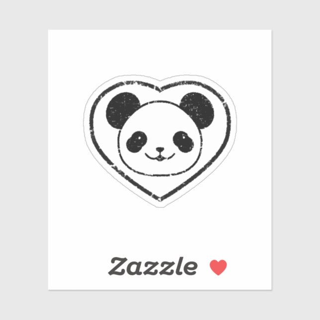 Gummigestanzter Panda-Bär und Herz Aufkleber (Blatt)
