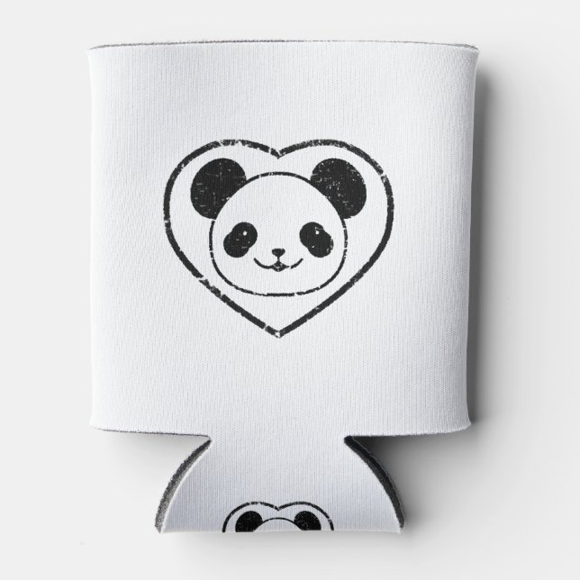 Gummigestanzter Panda-Bär und Herz Dosenkühler (Vorderseite)