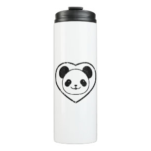 Gummigestanzter Panda-Bär und Herz Thermosbecher