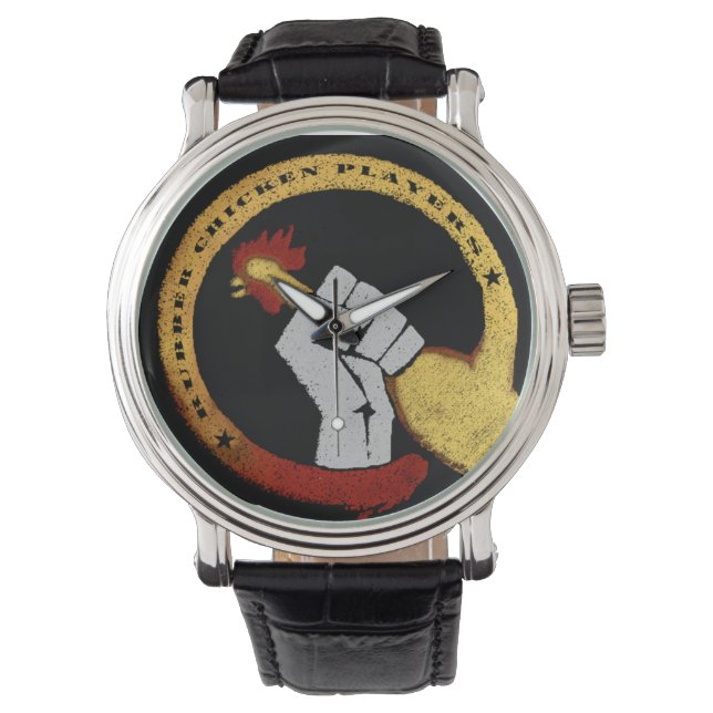Gummihühner-Spieler beobachten Armbanduhr (Vorderseite)