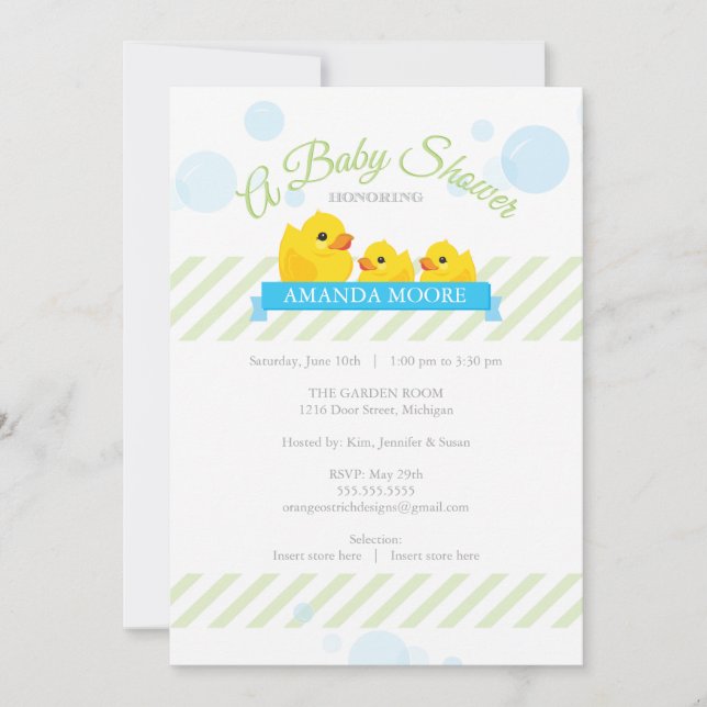 Gummiklemme| Twins Baby Shower Einladung (Vorderseite)