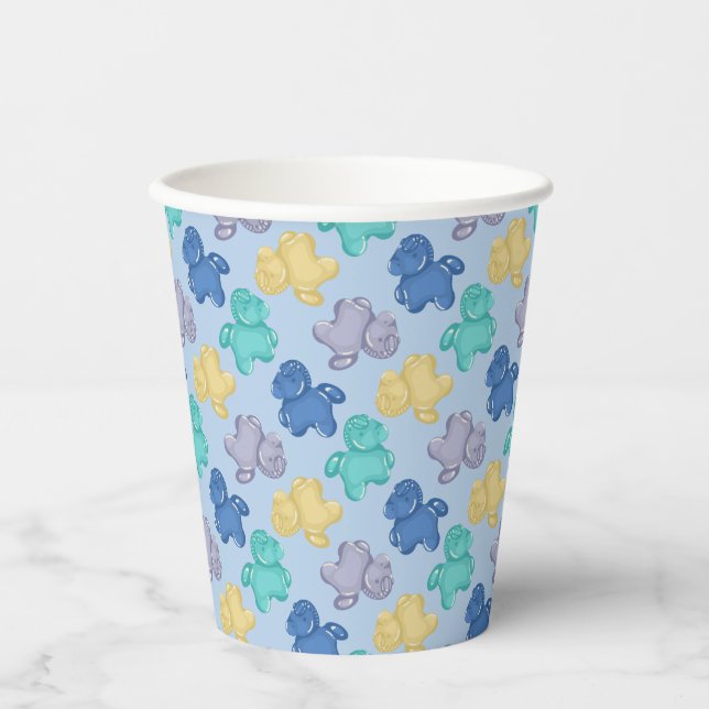 Gummipferde Glaziale Beere Eisblau Pappbecher (Vorderseite)