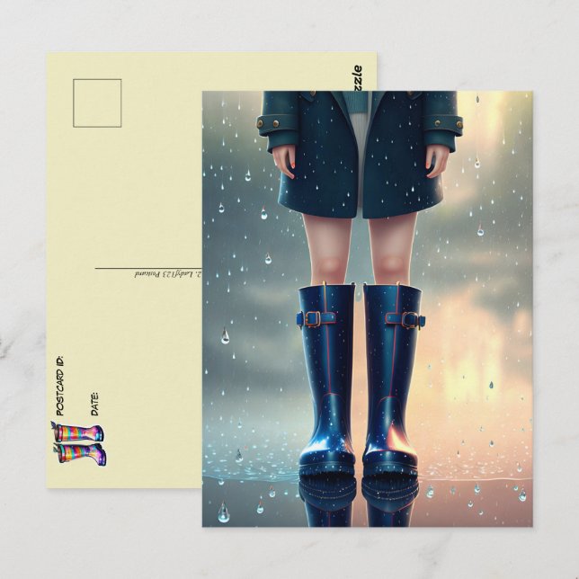 Gummiraupenstiefel, Postkreuzung Postkarte (Vorne/Hinten)