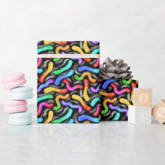 Gummiwurm-Geschenkpapier in Regenbogenfarben Geschenkpapier