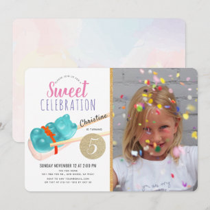 Gummy Bear Candy Sushi Party Girl Foto Geburtstag Einladung