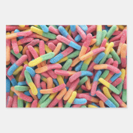 Gummy Worms Wrapping Paper Geschenkpapier Set