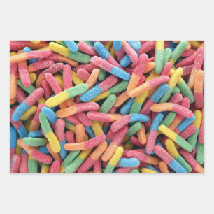 Gummy Worms Wrapping Paper Geschenkpapier Set