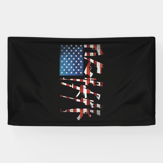 Gun American Flag 4. Juli Banner (Horizontal)