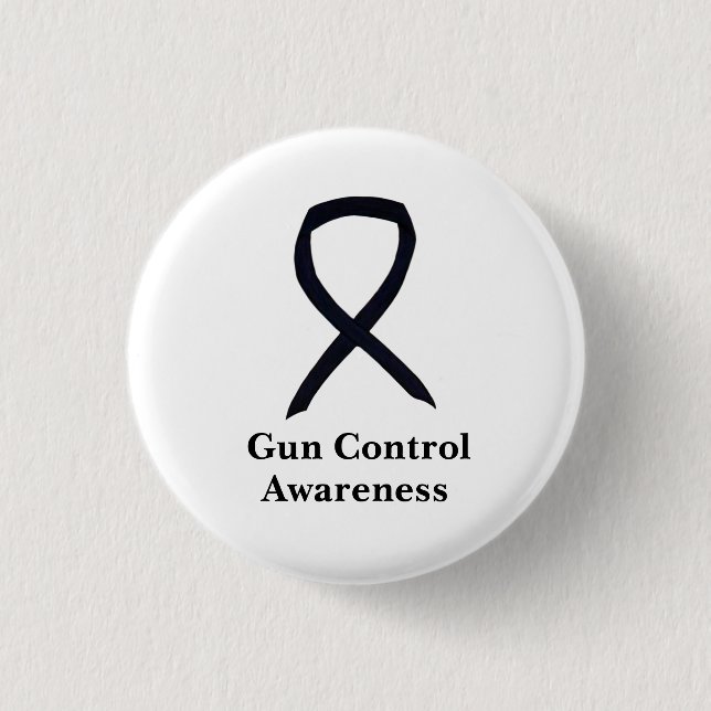 Gun Control Awareness Black Ribbon Button Pin (Vorderseite)