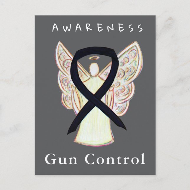Gun Control Awareness Black Ribbon Custom Cards Postkarte (Vorderseite)