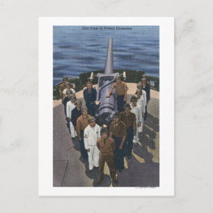 Gun-Crew in Siegesformation - US-Marine Postkarte