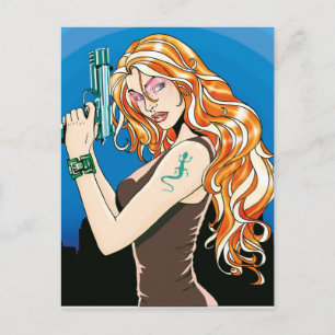 Gun Girl Orange Postkarte