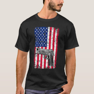 Gun Owner Usa American Pistole Gun Flag 2nd Ame T-Shirt