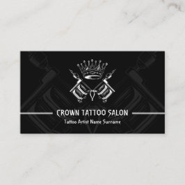 Gun Pen Crown Minimal Moderner Schwarzer Tattoo Kü Visitenkarte