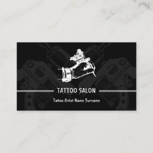 Gun Pen Minimalistisch Modern Black Tattoo Artist Visitenkarte