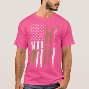 Gun Rifle Hunt Duck American Flag USA T-Shirt