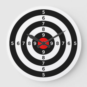 gun shooting range bulls eye target symbol große wanduhr