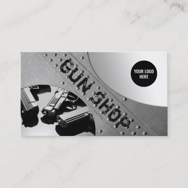 Gun Shop Metal Hintergrundkarte Visitenkarte (Vorderseite)