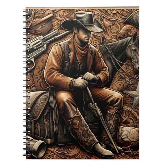 Gun-Slinging Cowboy: Wild West Portrait Notizblock (Vorderseite)