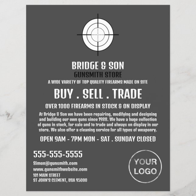 Gun Target, Gunsmith, Gunstore Werbung Flyer (Vorne)