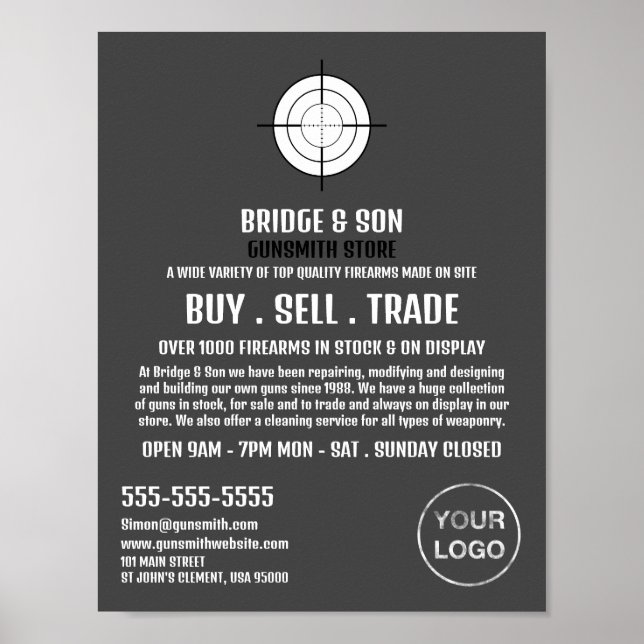Gun Target, Gunsmith, Gunstore Werbung Poster (Vorne)