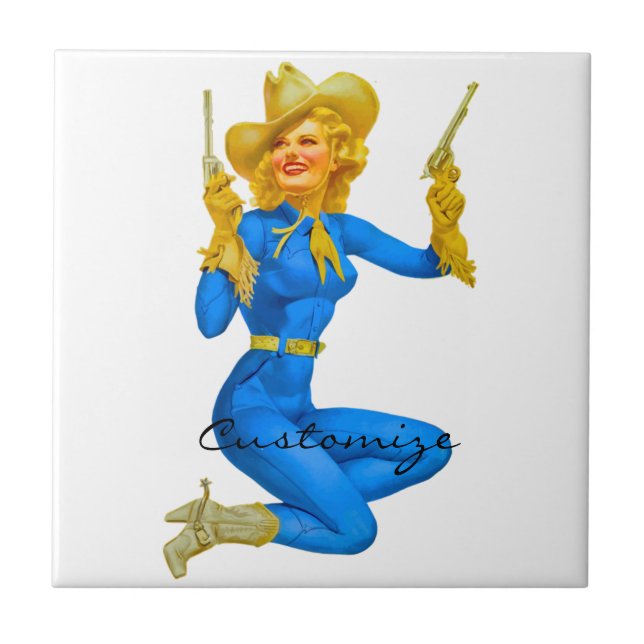 Gun-toting Button-up Cowgirl Thunder_Cove Fliese (Vorderseite)